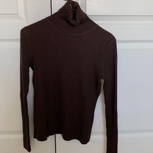 Ralph Lauren Sport chocolate brown 100% wool turtleneck, size s-m